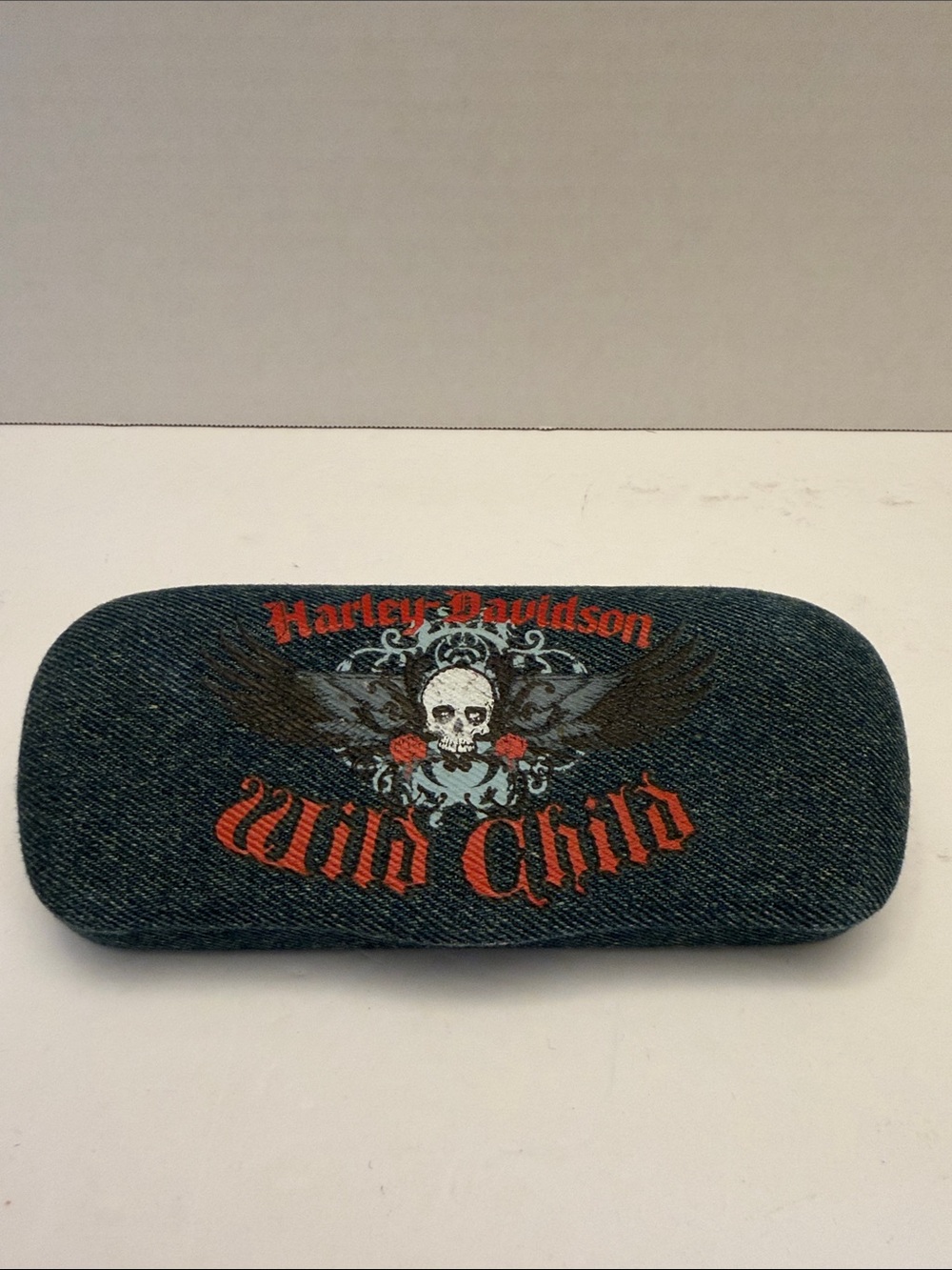 Harley-Davidson Denim Eyewear Case with Red Graphic
